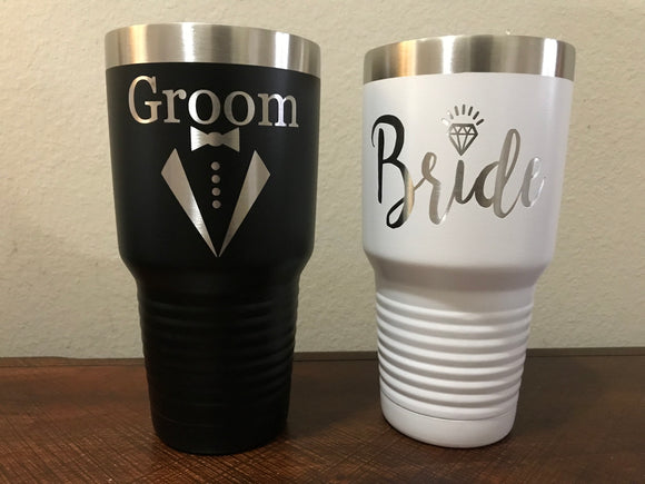 Bride and Groom Laser Engraved Tumbler