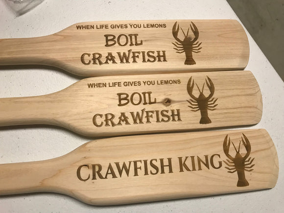 Crawfish/Seafood Cajun Cooking Paddle -  Laser Engraved/Personalized Wood Laser Engraved
